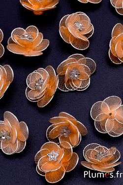 Fleur en tissu - Ø 2 cm - abricot